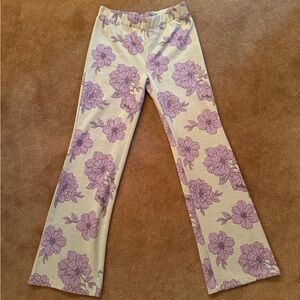 Forever 21 Lavender & Gray Floral Knit Pants size M